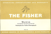 Fisher WARWICK-W-59-W - Owners Manual
